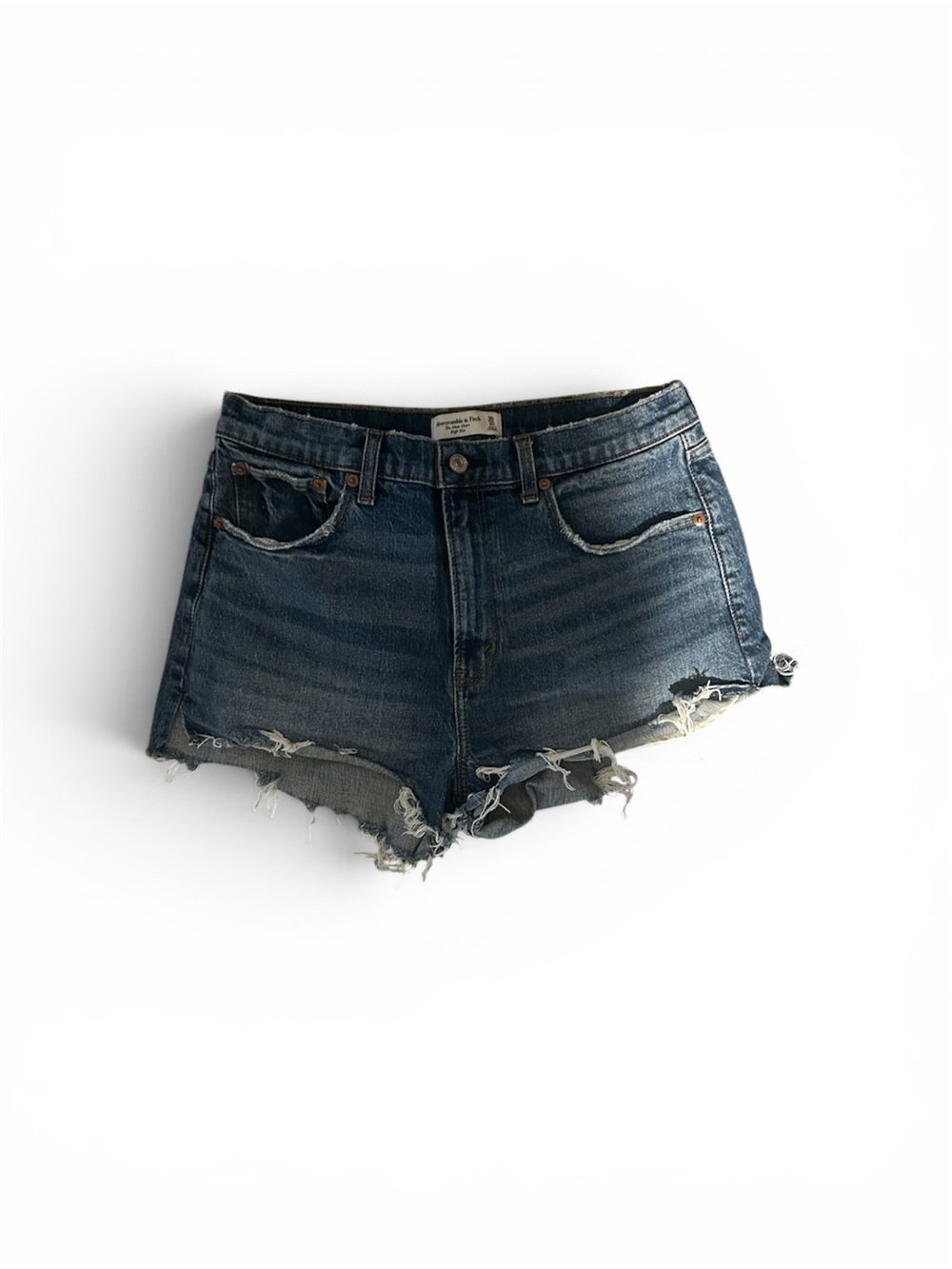 Abercrombie & Fitch Dark Blue Distressed Denim Cutoffs